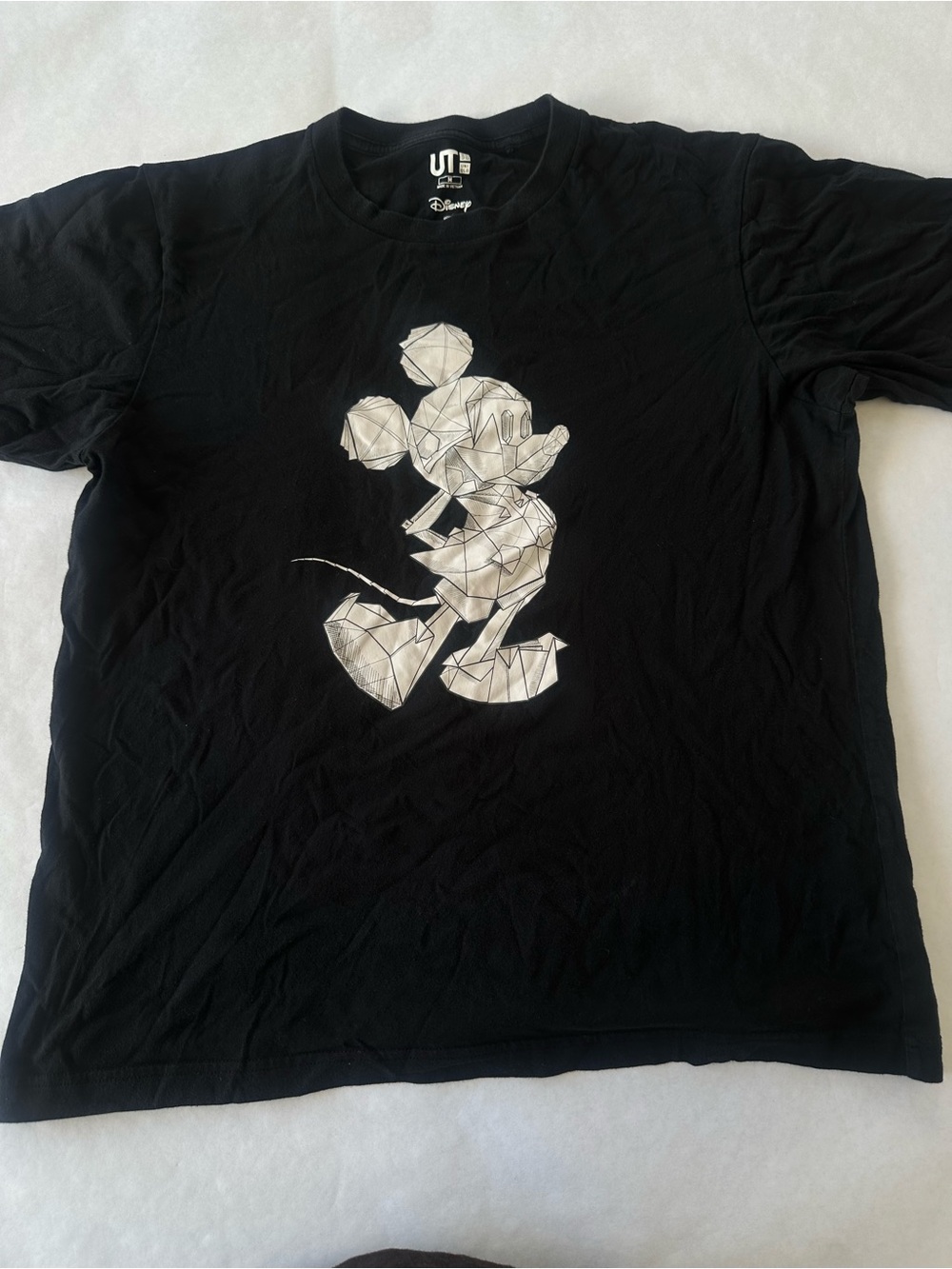 Disney Black Short-Sleeve Tee with White Geometric Mickey